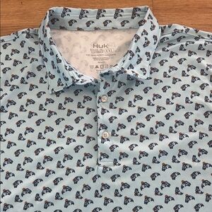 Huk Mens Performance Fish Print Polo Shirt Size XXL Fishing Outdoor Big/Tall New